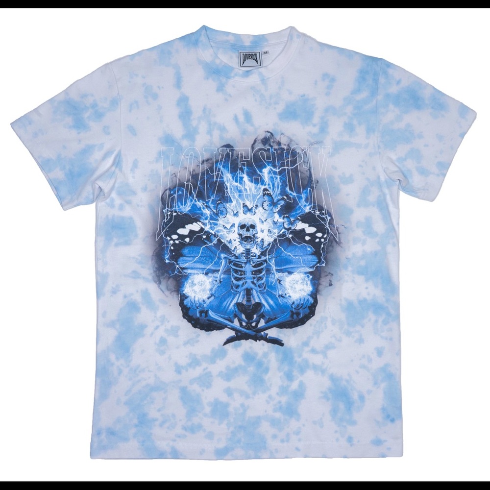 LovesicK Blue “Butterfly/Skeleton” Tie Dye Tee